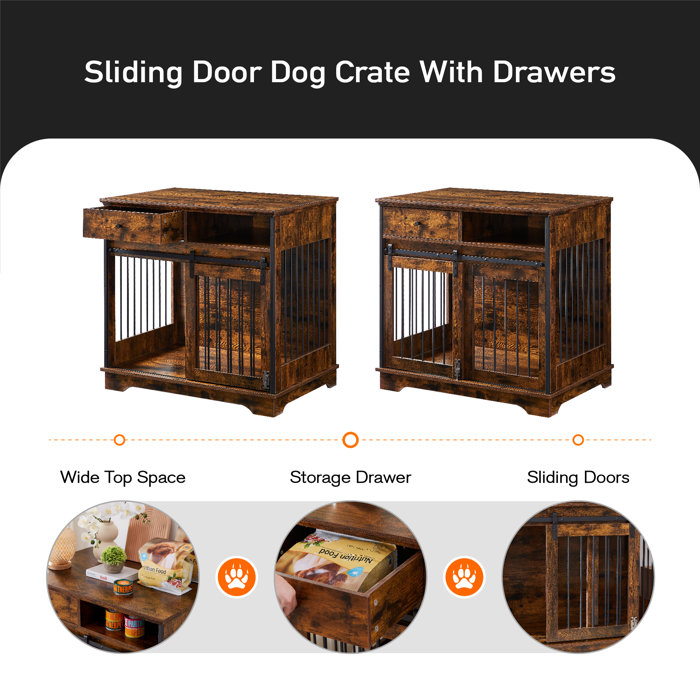 Tucker Murphy Pet™ Sliding Door Dog Crate With Drawers Wayfair